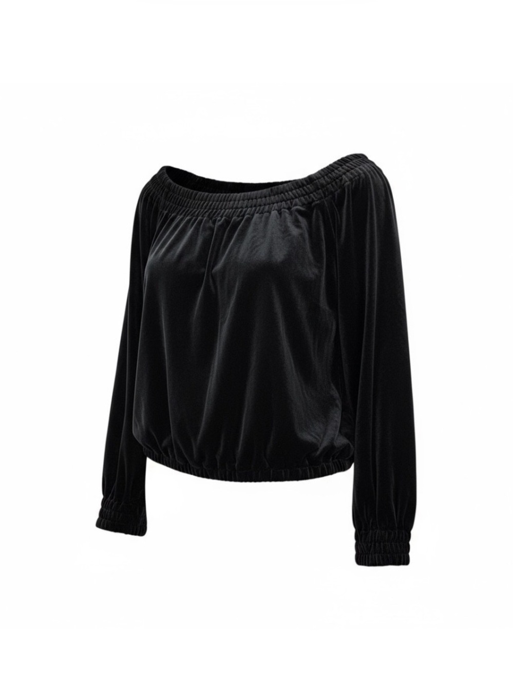 VTG Giorgio Armani Italy Elegant Black Velvet Women's Off-the-shoulder Top sz S